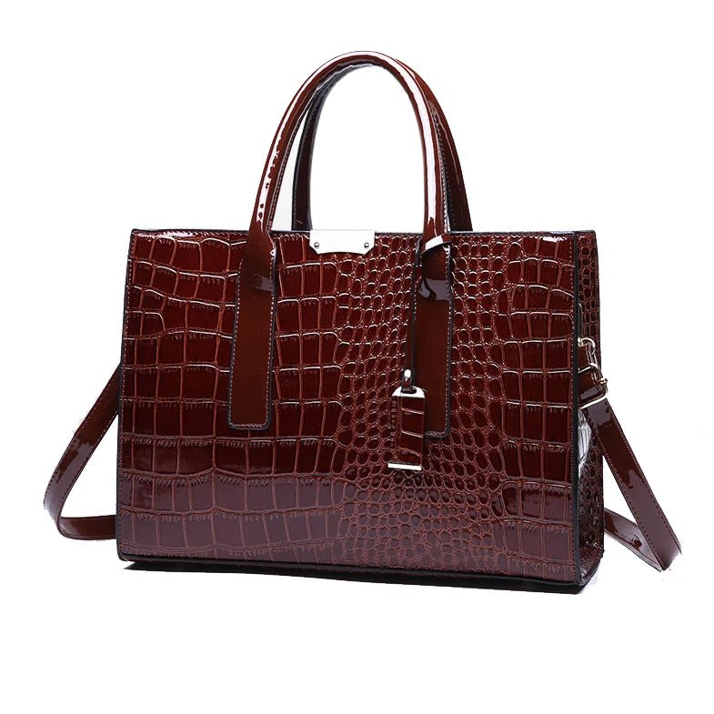 Women's Fashion Crocodile Pattern Mother Bag Three - Piece Shoulder Bag Messenger HandBags - Zeprah