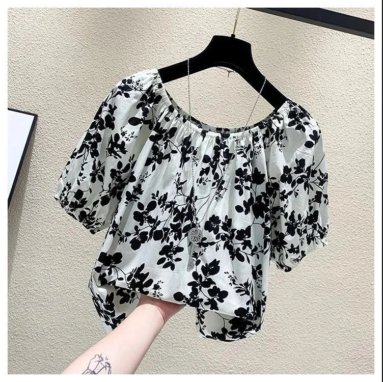 Women's Floral Off - The - Shoulder T-shirt 2025 Summer New Arrival Loose Short Sleeve Cute Fashion Casual Short Top - Zeprah