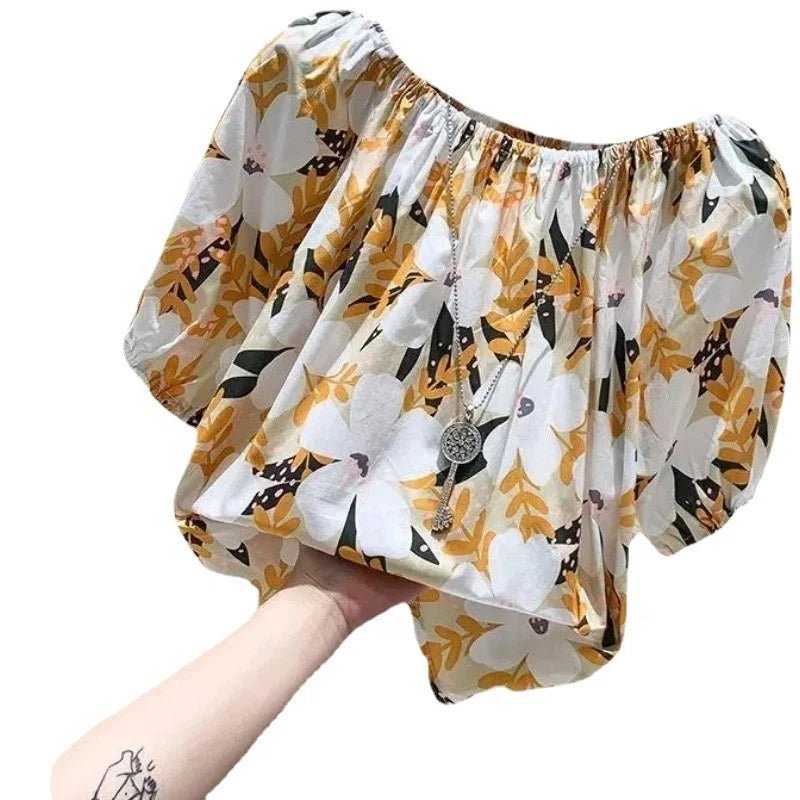 Women's Floral Off - The - Shoulder T-shirt 2025 Summer New Arrival Loose Short Sleeve Cute Fashion Casual Short Top - Zeprah