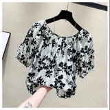 Women's Floral Off - The - Shoulder T-shirt 2025 Summer New Arrival Loose Short Sleeve Cute Fashion Casual Short Top - Zeprah