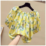 Women's Floral Off - The - Shoulder T-shirt 2025 Summer New Arrival Loose Short Sleeve Cute Fashion Casual Short Top - Zeprah