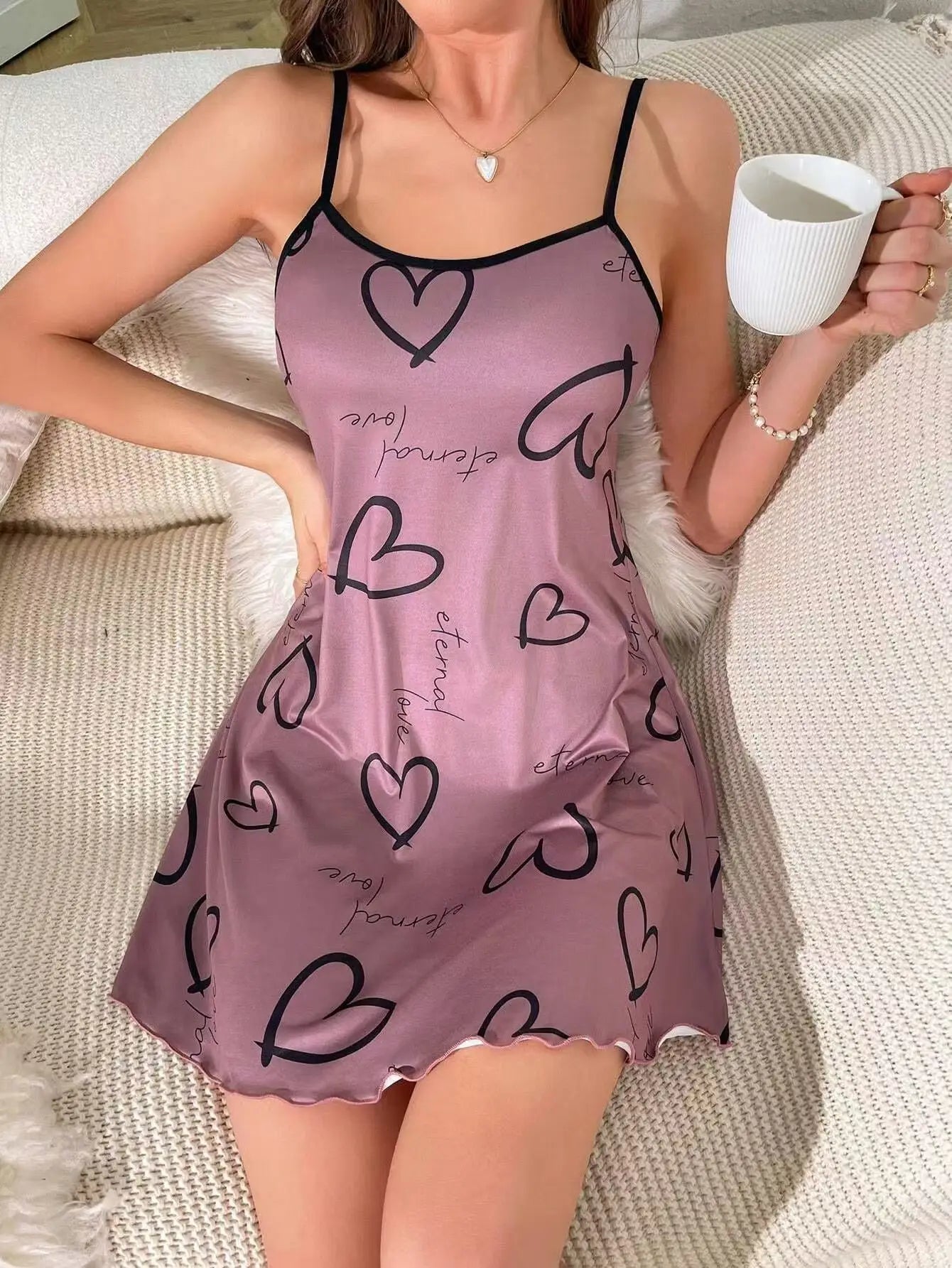 Women's Homewear Camisole Nightdress Printed Dress European American Style Sexy New Nightwear Set - Zeprah