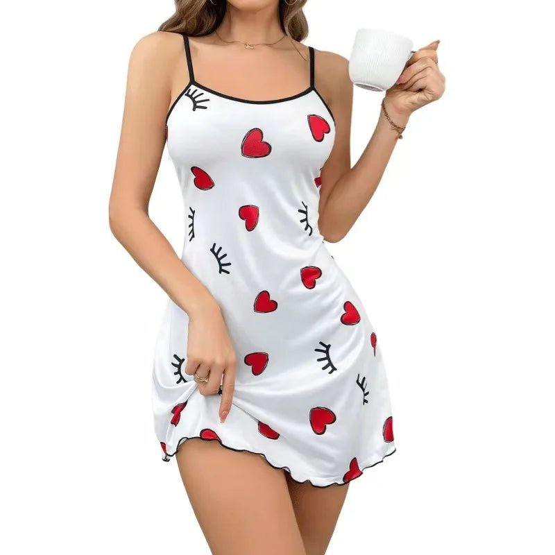Women's Homewear Camisole Nightdress Printed Dress European American Style Sexy New Nightwear Set - Zeprah