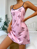 Women's Homewear Camisole Nightdress Printed Dress European American Style Sexy New Nightwear Set - Zeprah