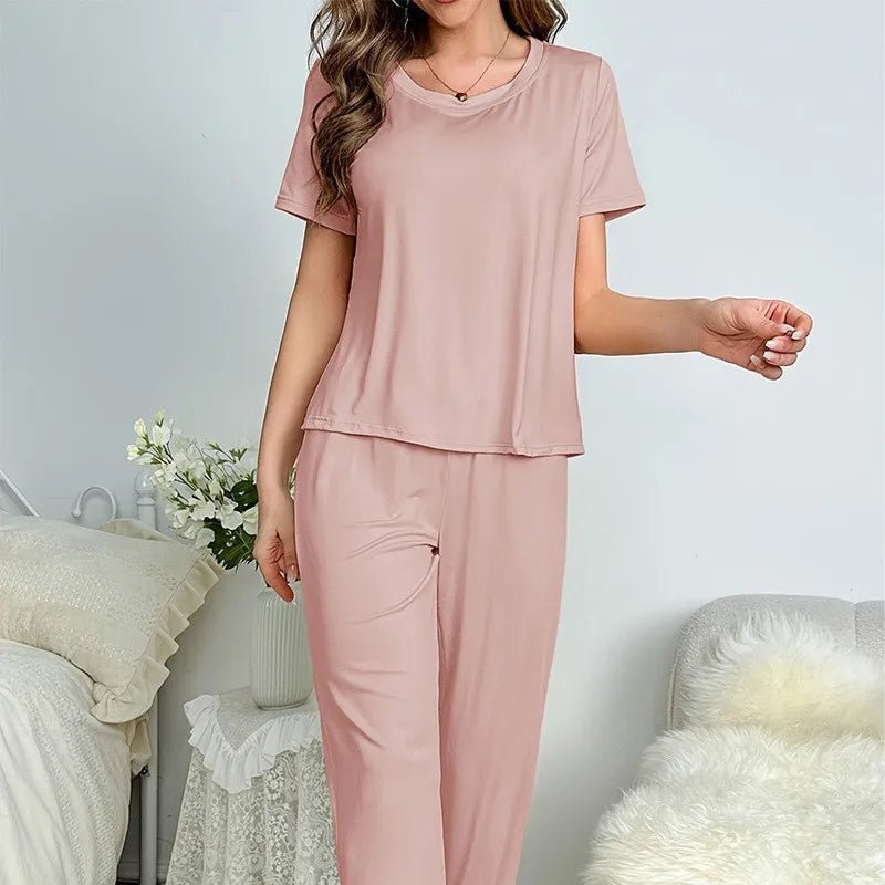 Women's Homewear Pajama Set Comfortable Casual Solid Versatile Stylish for Daily Outdoor Wear - Zeprah