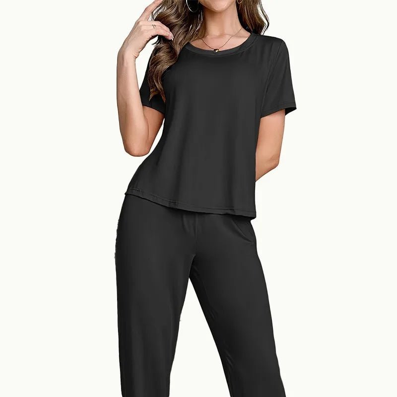Women's Homewear Pajama Set Comfortable Casual Solid Versatile Stylish for Daily Outdoor Wear - Zeprah