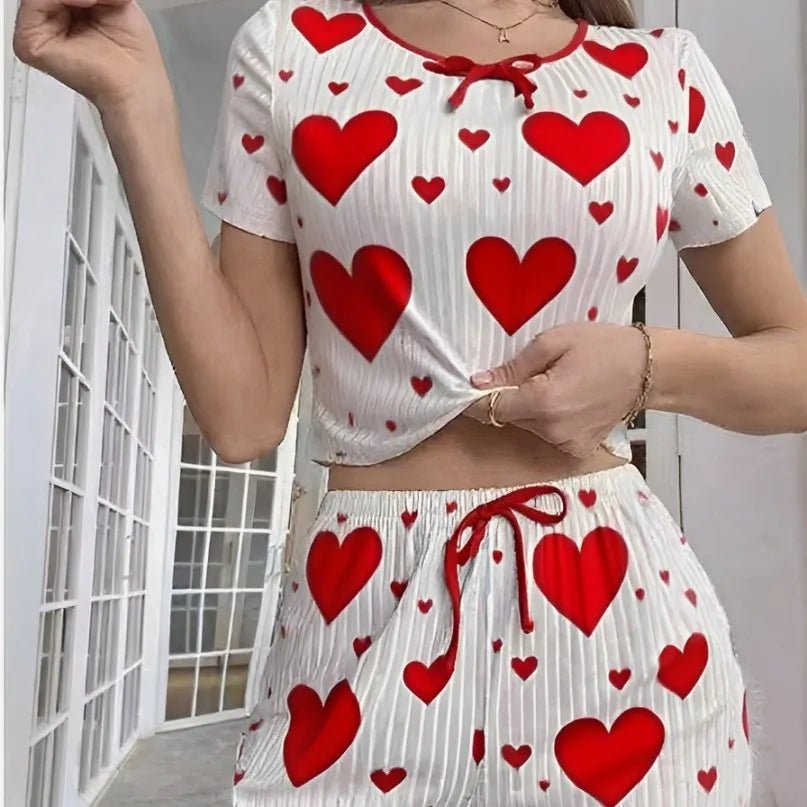 Women's Homewear Printed Camisole Shorts Drawstring Summer Casual Sexy Ribbed European American Style - Zeprah
