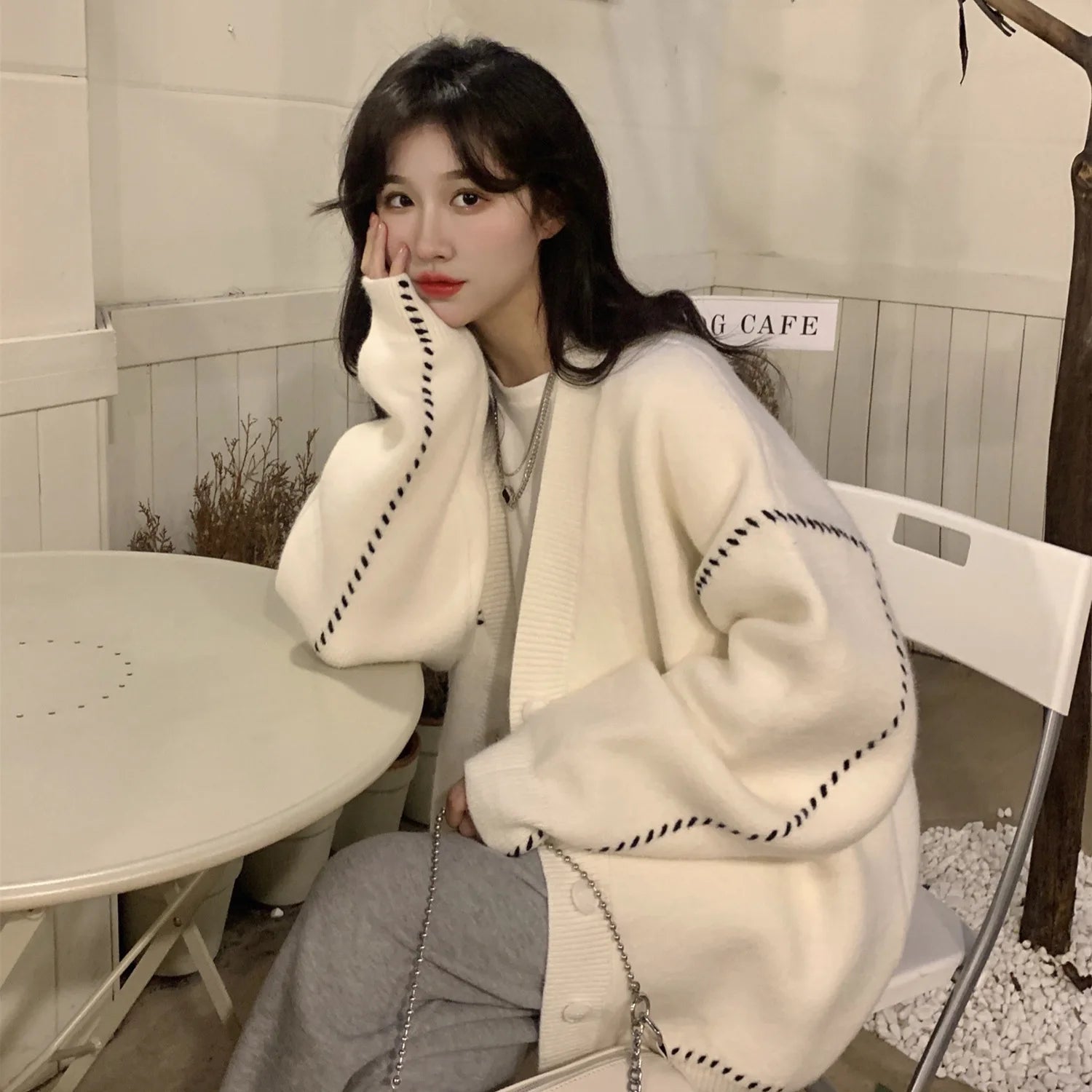 Women's Japanese & Korean Imported Versatile Knit Cardigan 2025 Spring - Autumn New Casual Lazy Style Loose Sweater Coat - Zeprah