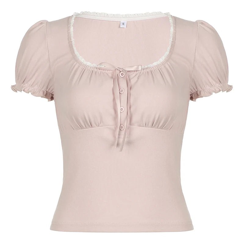Women's Knitted Puff Sleeve T-Shirt Soft Cute Slim Fit Breathable Anti - Pilling Slimming Casual Autumn Blouse - Zeprah