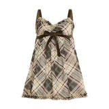 Women's Long Sweet Plaid Chiffon Tank Top Fashionable Retro Loose Eco - Friendly - Zeprah