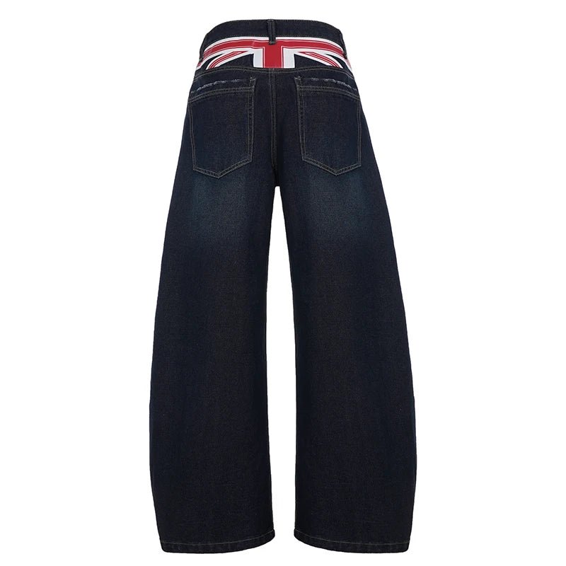 Women's Low Rise Wide Leg Boyfriend Jeans with Unique Blade Cut Hem Eco - Friendly Loose Fit Back Print Casual Streetwear - Zeprah