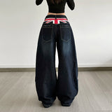 Women's Low Rise Wide Leg Boyfriend Jeans with Unique Blade Cut Hem Eco - Friendly Loose Fit Back Print Casual Streetwear - Zeprah