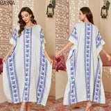 Women's Modest Satin Nightdress New Summer Cover - Up Robe Gorgeous Loose Printed Middle Eastern Style - Zeprah
