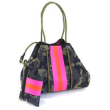Women's Neoprene Waterproof Tote Bag Camouflage Shoulder Handbag Dual Handles Ladies' Fashion Beach Bag Flowers - Zeprah