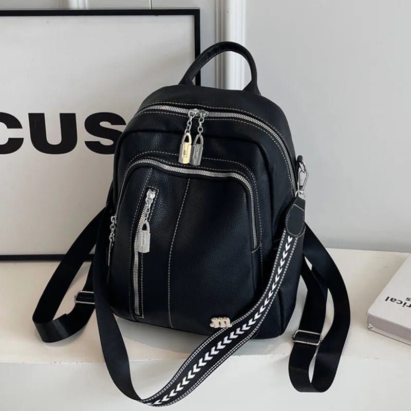 Women's New Soft Large Capacity Waterproof Backpack Zipper High Appearance Travel Commuting Korean School Bag - Zeprah