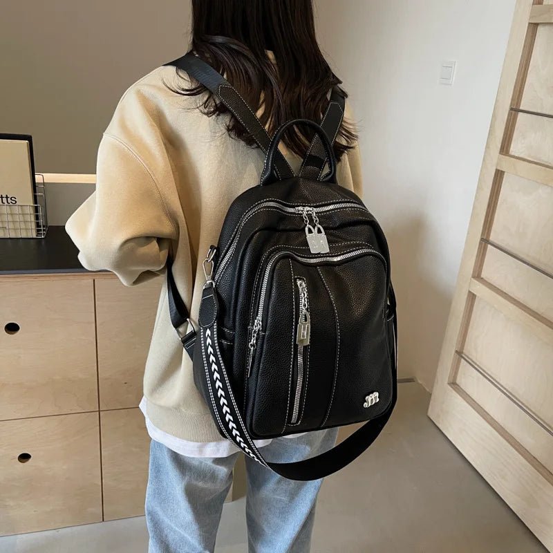 Women's New Soft Large Capacity Waterproof Backpack Zipper High Appearance Travel Commuting Korean School Bag - Zeprah