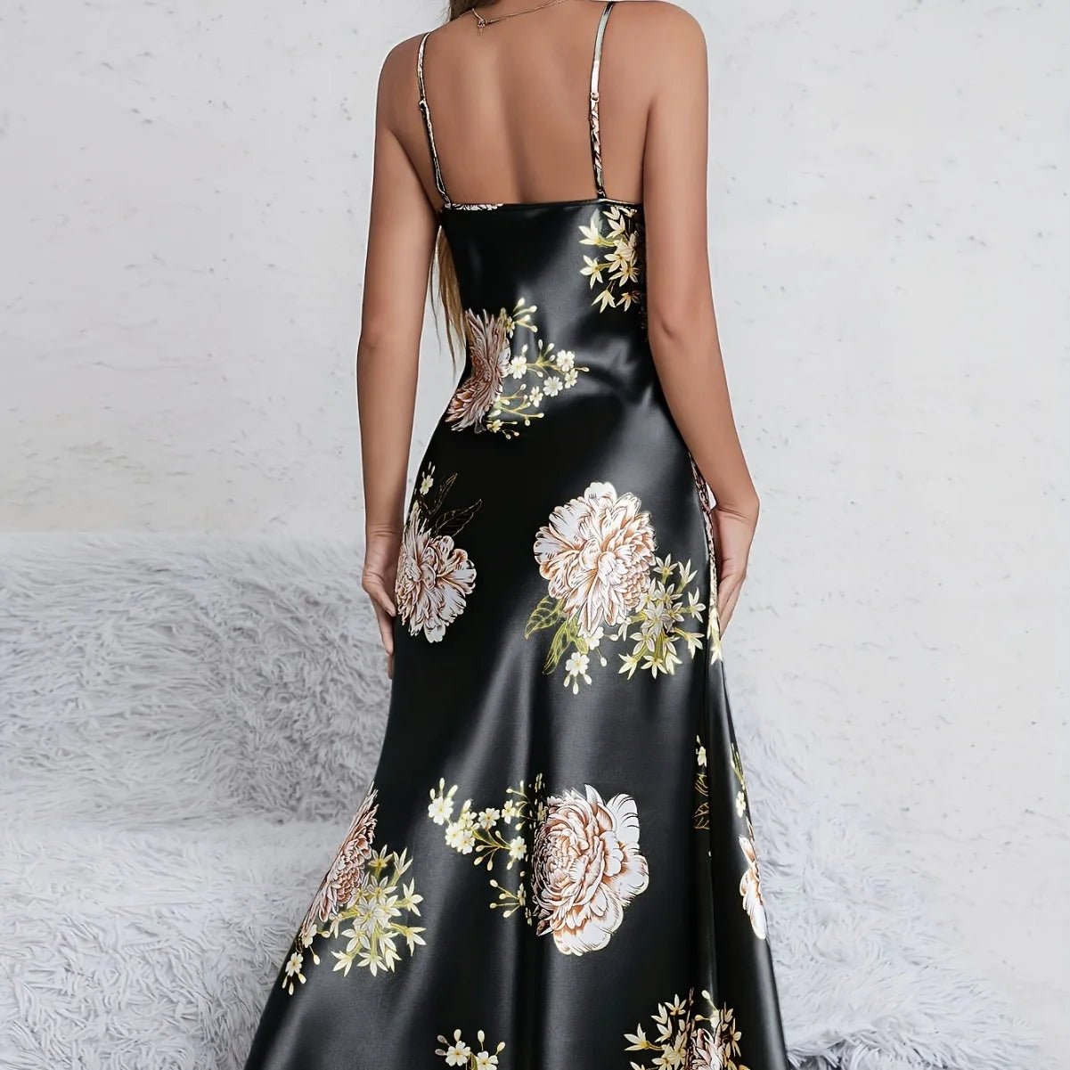 Women's Pajamas Nightgown European American Print Summer Sleeveless Loungewear Robe Casual Sexy Long Elastic Waist - Zeprah