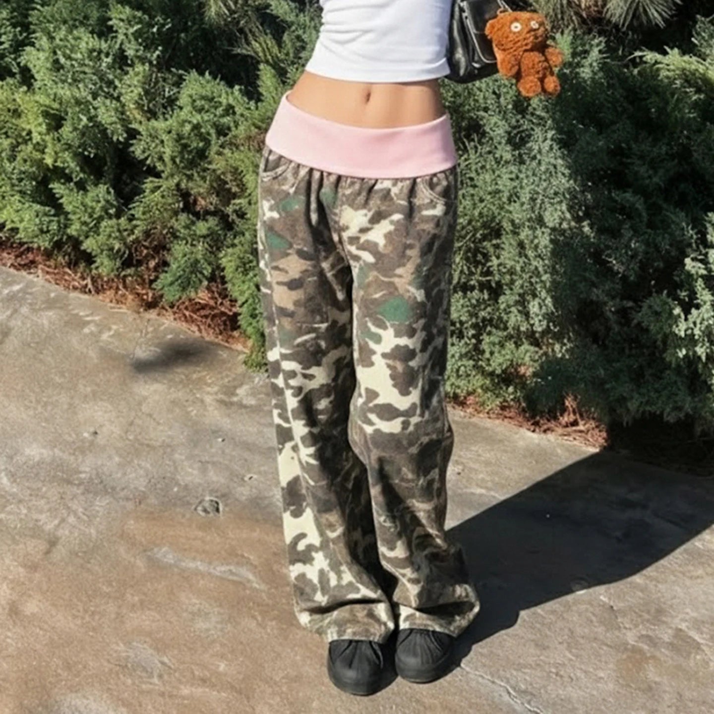 Women's Pants Geometric Print Fall New Wide Leg Trousers Elastic Waist Flat Front Low Waist Eco - Friendly Casual Joggers - Zeprah