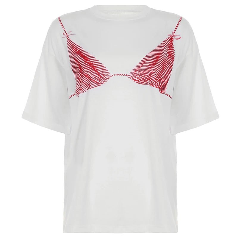 Women's Patchwork Knitted Digital Printing T-Shirt Casual Pullover Short Sleeve Top - Zeprah