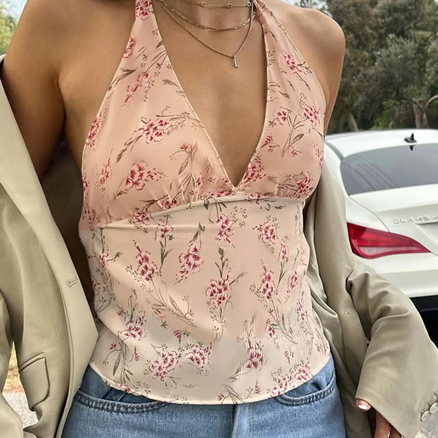 Women's Printed Bodycon Bustier Top, Strapless Backless Corset for Summer Club Party, Sexy Lace - Up Camisole - Zeprah