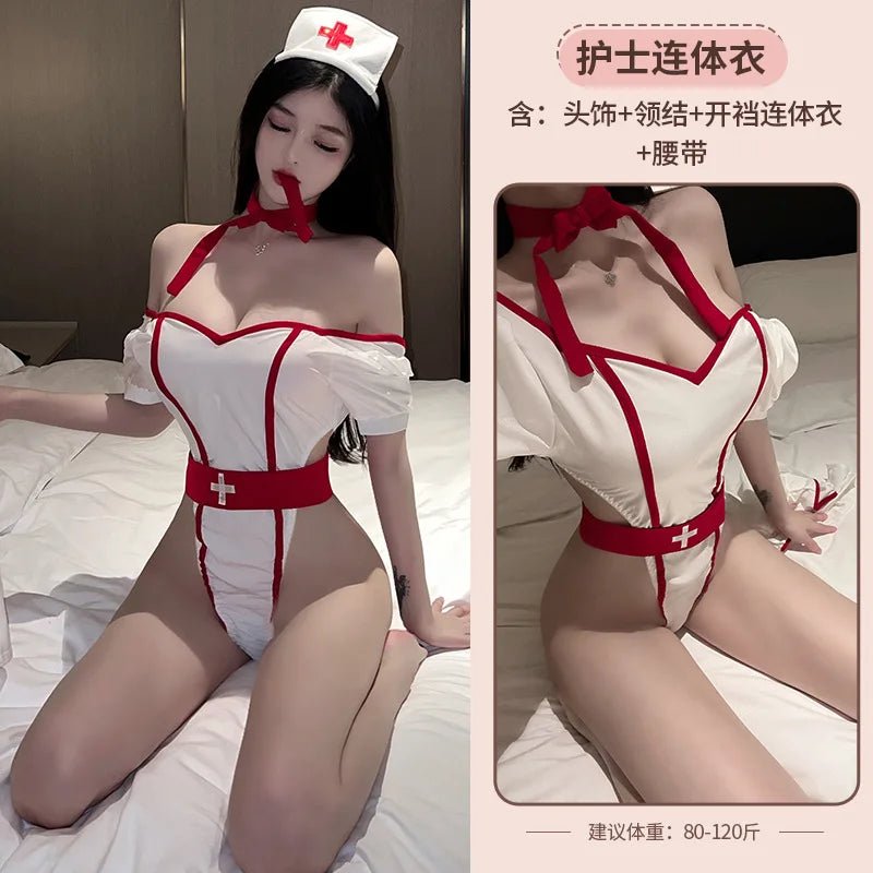 Women's Sexy Lingerie Bodysuit Sexy Nurse Uniform Sexy Costume Uniform - Zeprah