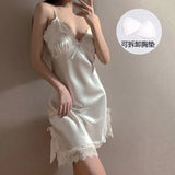 Women's Sexy Satin Chiffon Camisole Nightdress Spring Summer New Loungewear - Zeprah