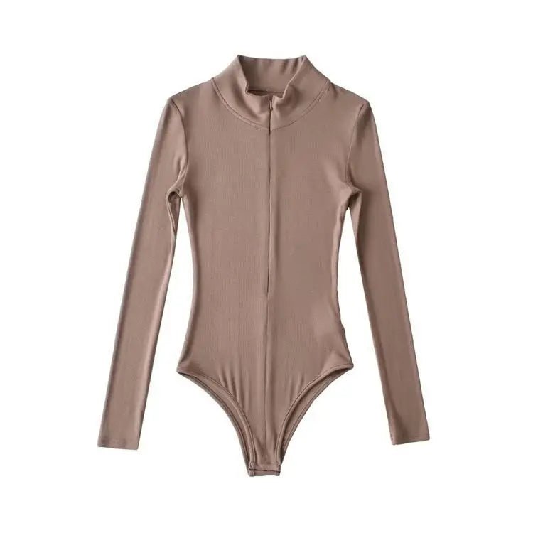 Women's Sexy Zipper Long Sleeve Bodysuit Elegant Jumpsuit With Stylish Long Sleeves - Zeprah