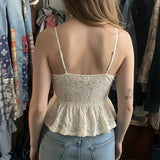 Womens Short Elegant Lace Cami Tank Top Solid Color V Neck Bow Tie Front Slim Fit Waist Defining Sleeveless Casual - Zeprah