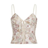 Women's Short Lace Cami Top Summer Sexy Sleeveless Bandeau Floral V - neck Eco - Friendly Breathable Spandex/Polyester Cheap - Zeprah