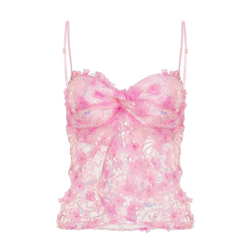 Women's Short Lace Cami Top Summer Sexy Sleeveless Bandeau Floral V - neck Eco - Friendly Breathable Spandex/Polyester Cheap - Zeprah