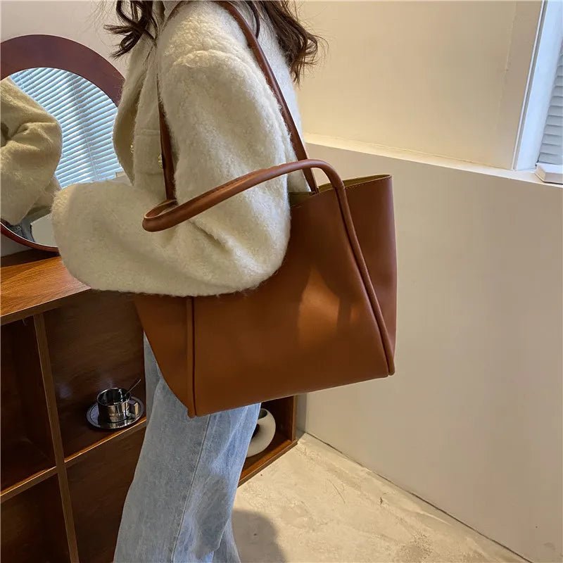 Women's Shoulder Bags Zip Child and Mother Shoulder Bag Pure Color Shoulder Purse Tote Shopping Bag - Zeprah