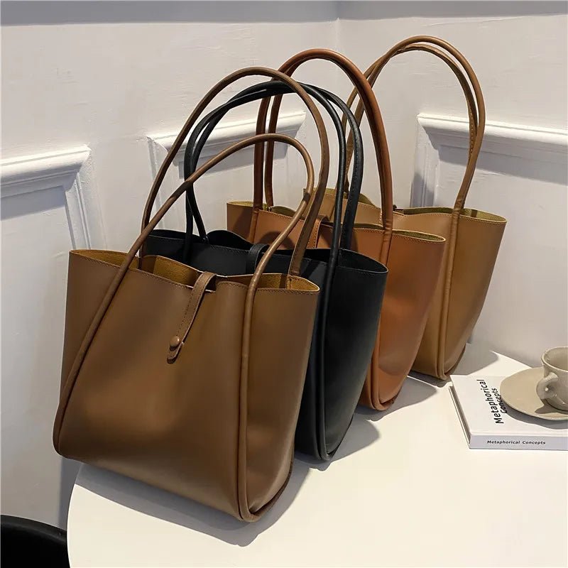 Women's Shoulder Bags Zip Child and Mother Shoulder Bag Pure Color Shoulder Purse Tote Shopping Bag - Zeprah