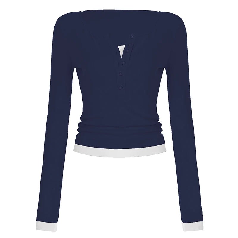 Women's Slim Fit Long Sleeve V - Neck Knit Top Solid Color Button Detail Pullover Casual Athletic Autumn Breathable - Zeprah