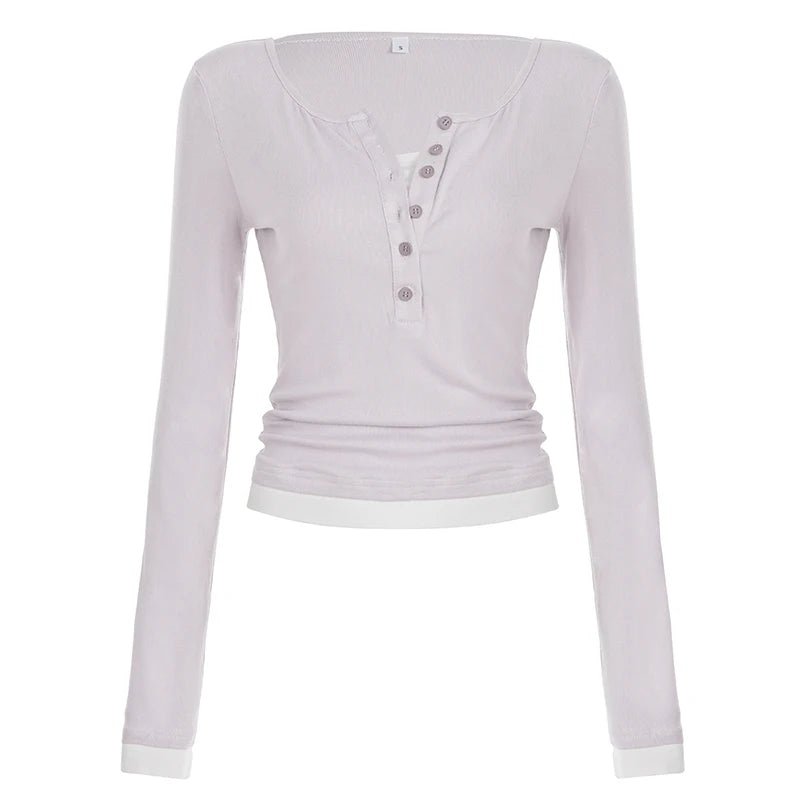 Women's Slim Fit Long Sleeve V - Neck Knit Top Solid Color Button Detail Pullover Casual Athletic Autumn Breathable - Zeprah