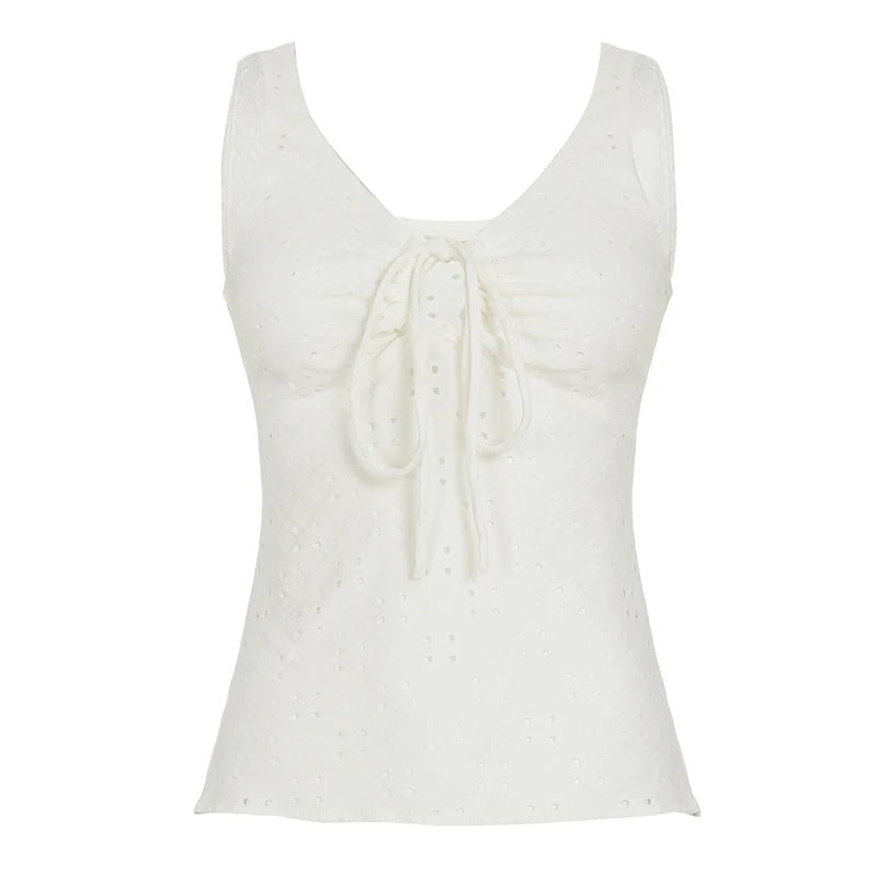 Women's Solid Color Lace - Up Cami Sexy Cut - Out Design Clubwear Top Night Club Party Vest - Zeprah