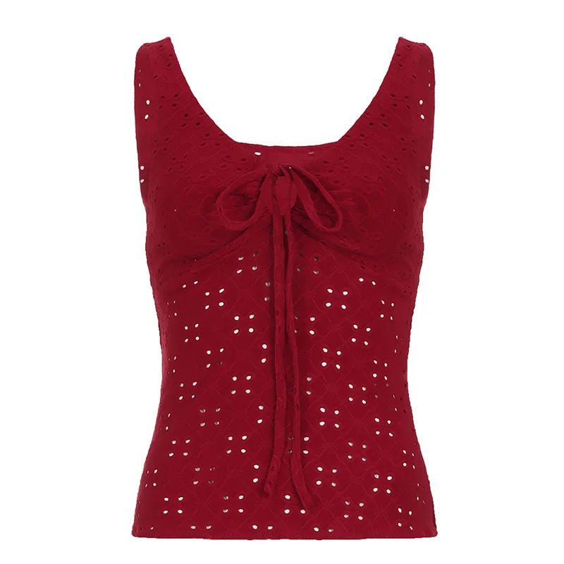 Women's Solid Color Lace - Up Cami Sexy Cut - Out Design Clubwear Top Night Club Party Vest - Zeprah