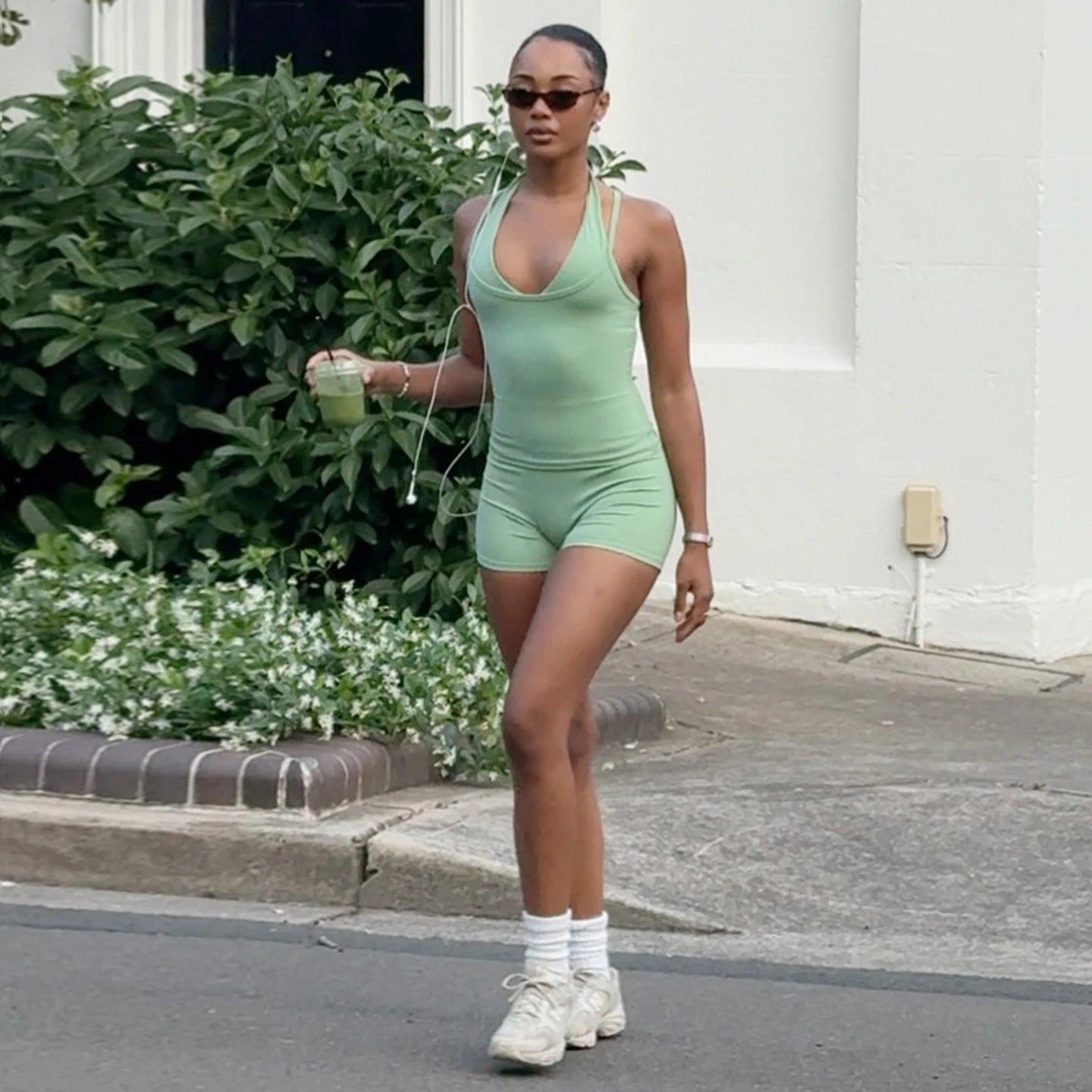 Women's Solid Knitting 2 - Piece Yoga Set Short Cropped Hoodie Bra Skinny High Waist Shorts Casual Summer Workout Outfit Washed - Zeprah