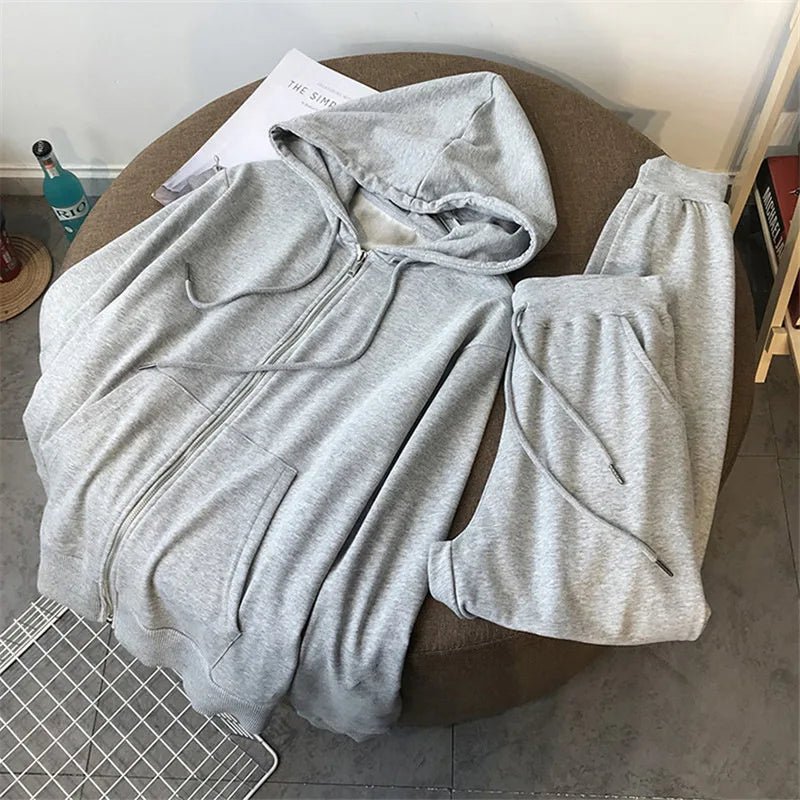 Women's Spring & Autumn Lightweight Tracksuit Zip - Up Hoodie & Loose Jogger Pants 2 - Piece Set - Zeprah