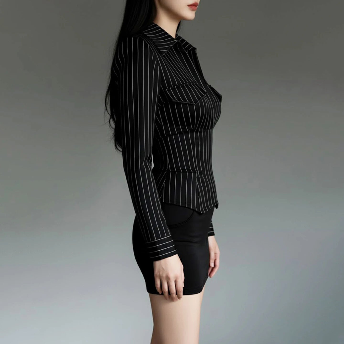 Women's Striped Color Block Regular Fit Long Sleeve Woven Polyester Office Work Blouse - Zeprah