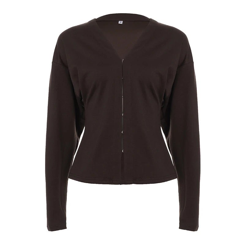 Women's Suit Set Fall Brown V - Neck Blazer with Short Knitting Pencil Skirt 2 - Piece Office Outfit Casual Workwear Loose Fit - Zeprah