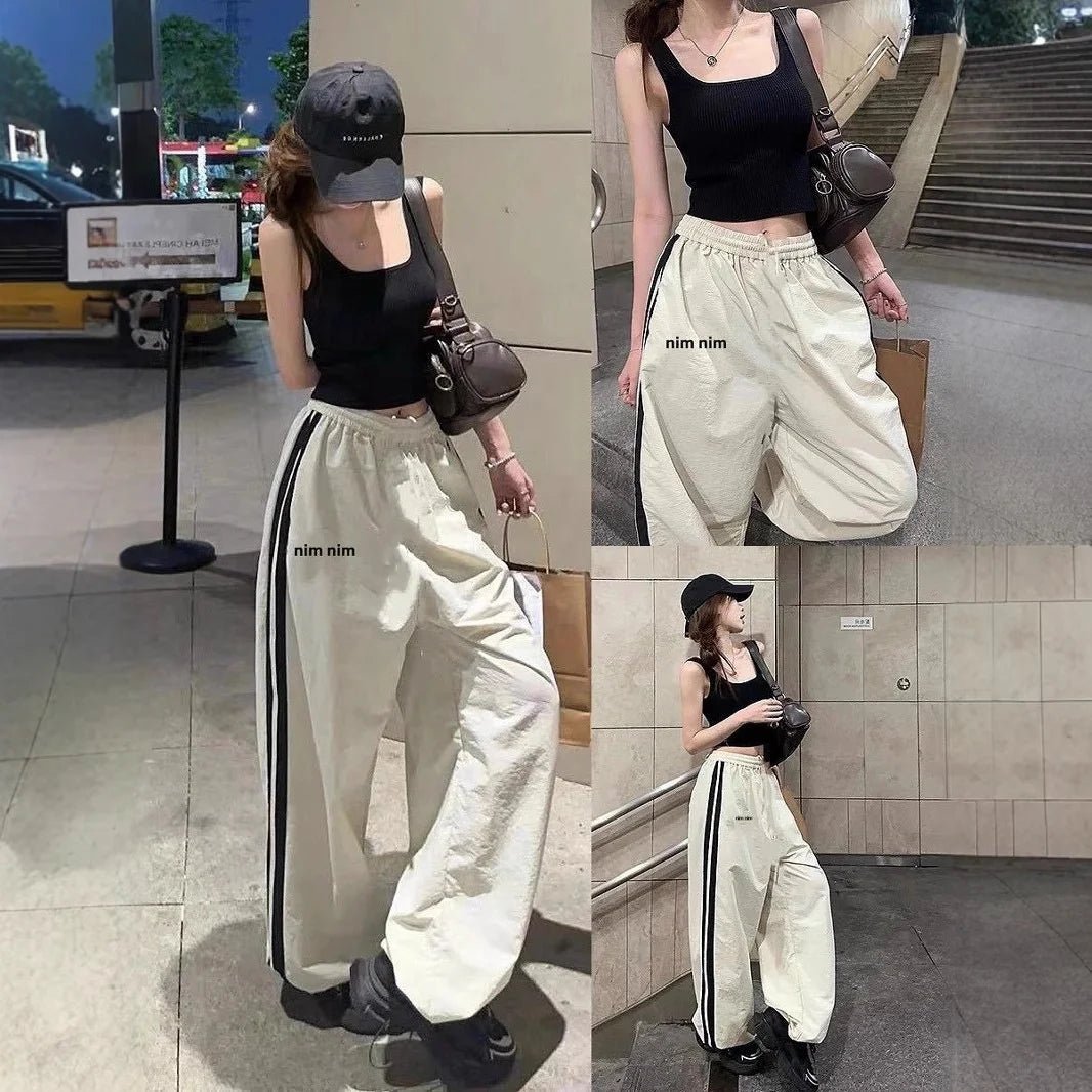 Women's Summer Design Wide - leg Pants Casual Sports Pants American - style Quick - drying Pants - Zeprah