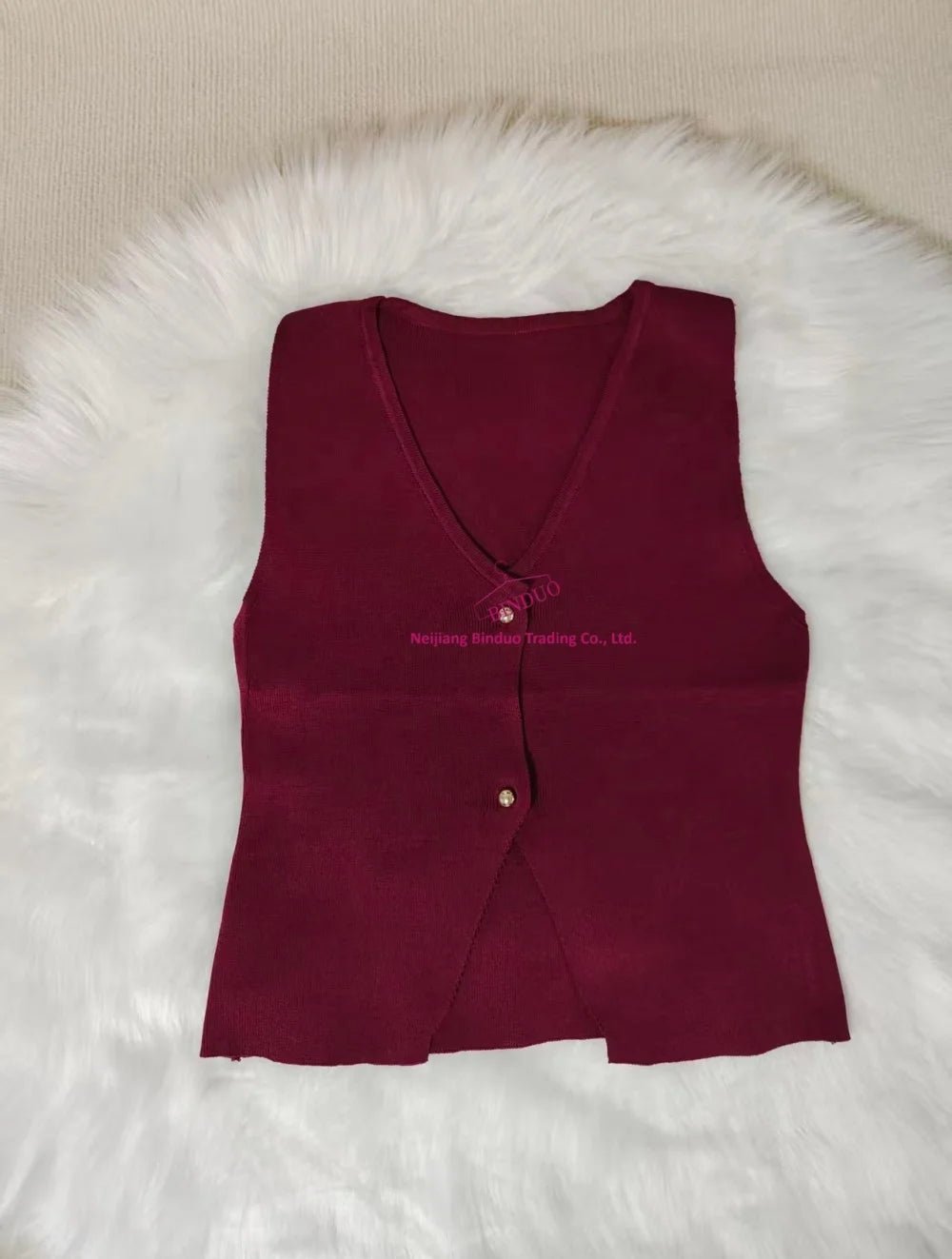 Women's Summer Fashion Gold Button Trim Knitted Vest Top Retro Sleeveless V - neck Elegant Casual Ladies Vest - Zeprah