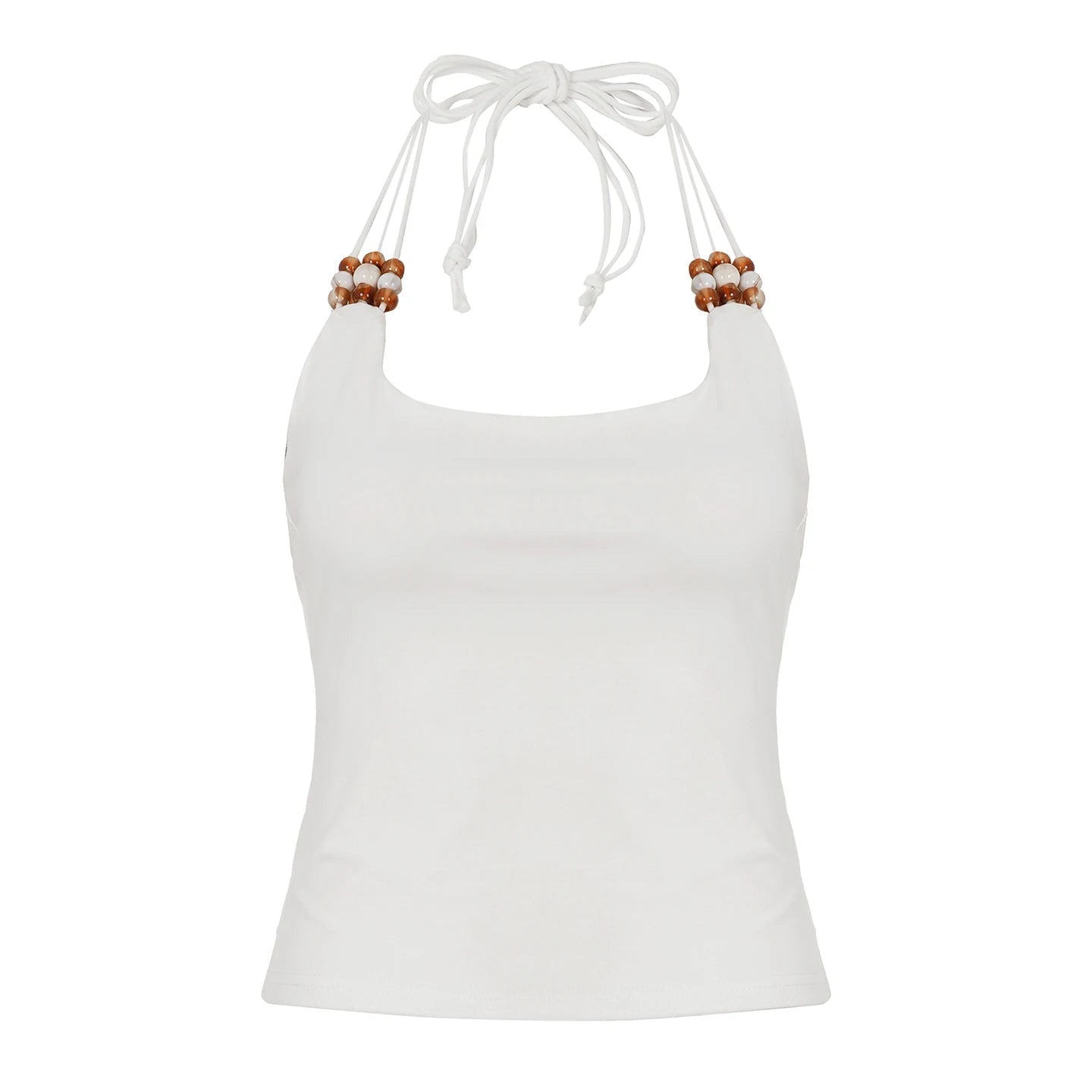Women's Summer Short Patchwork Knitted Sexy V - Neck Sequin Lace - Up Backless Tank Top for Club & Date Night - Zeprah