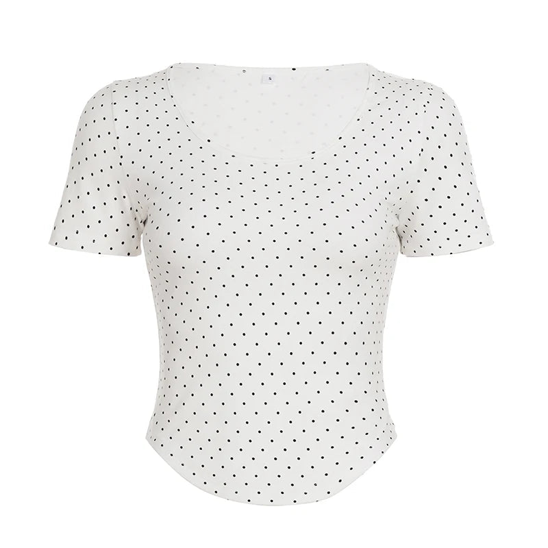 Women's Summer T-Shirt Knitted Eco - Friendly Polka Dot Slim Fit Comfortable Camisole Sleepwear Casual Blouse - Zeprah