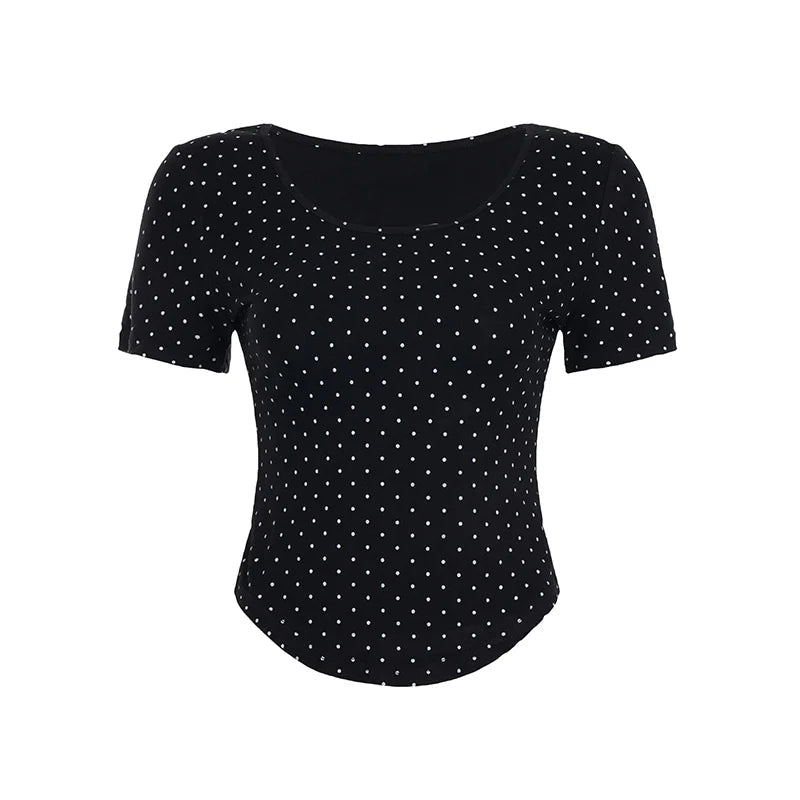 Women's Summer T-Shirt Knitted Eco - Friendly Polka Dot Slim Fit Comfortable Camisole Sleepwear Casual Blouse - Zeprah