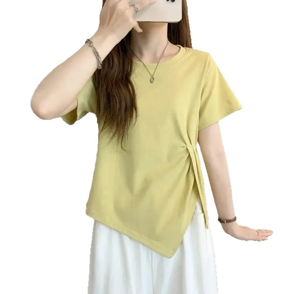 Women's Summer T-shirt Loose Waist - Cinching Short Sleeve T-shirt Plus Size Slimming T-shirt for Women - Zeprah