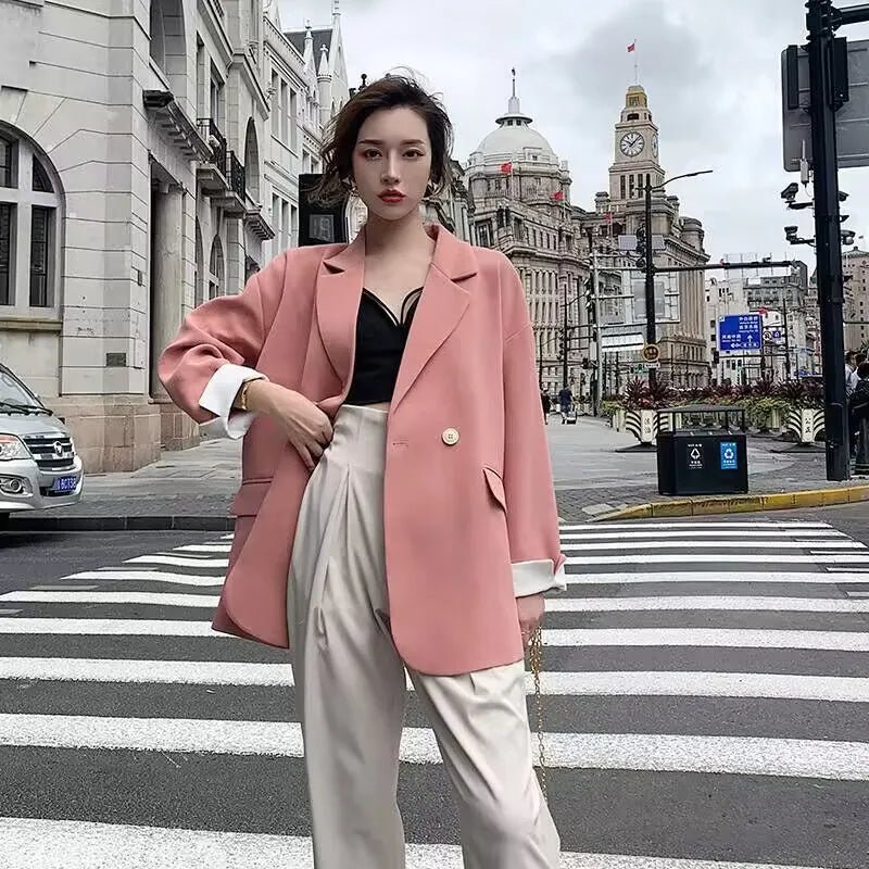 Women's Summer Thin Suit Jacket Korean Style Retro Top Women's Outwear Solid Color Coat - Zeprah