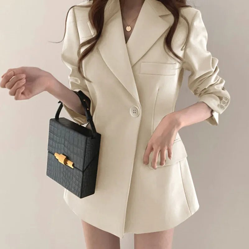 Women's Summer Thin Suit Jacket Korean Style Retro Top Women's Outwear Solid Color Coat - Zeprah