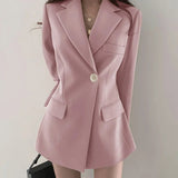 Women's Summer Thin Suit Jacket Korean Style Retro Top Women's Outwear Solid Color Coat - Zeprah