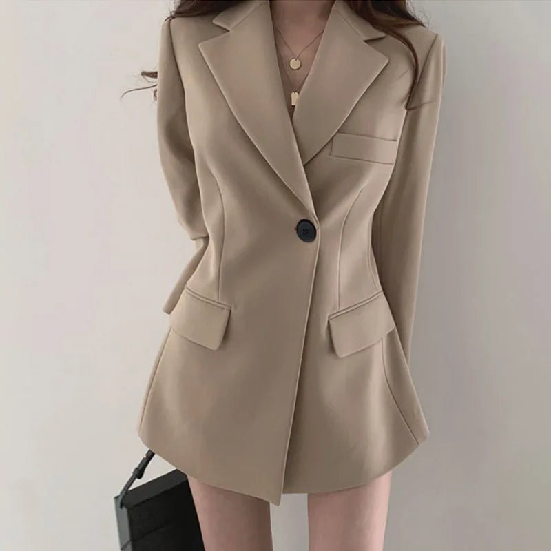 Women's Summer Thin Suit Jacket Korean Style Retro Top Women's Outwear Solid Color Coat - Zeprah